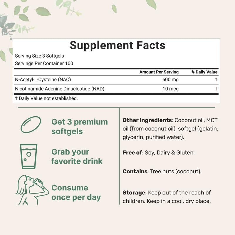 NAC 600mg with NAD+ (+ MCT Oil)