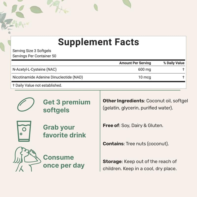 NAC 600mg with NAD+ (+ MCT Oil)