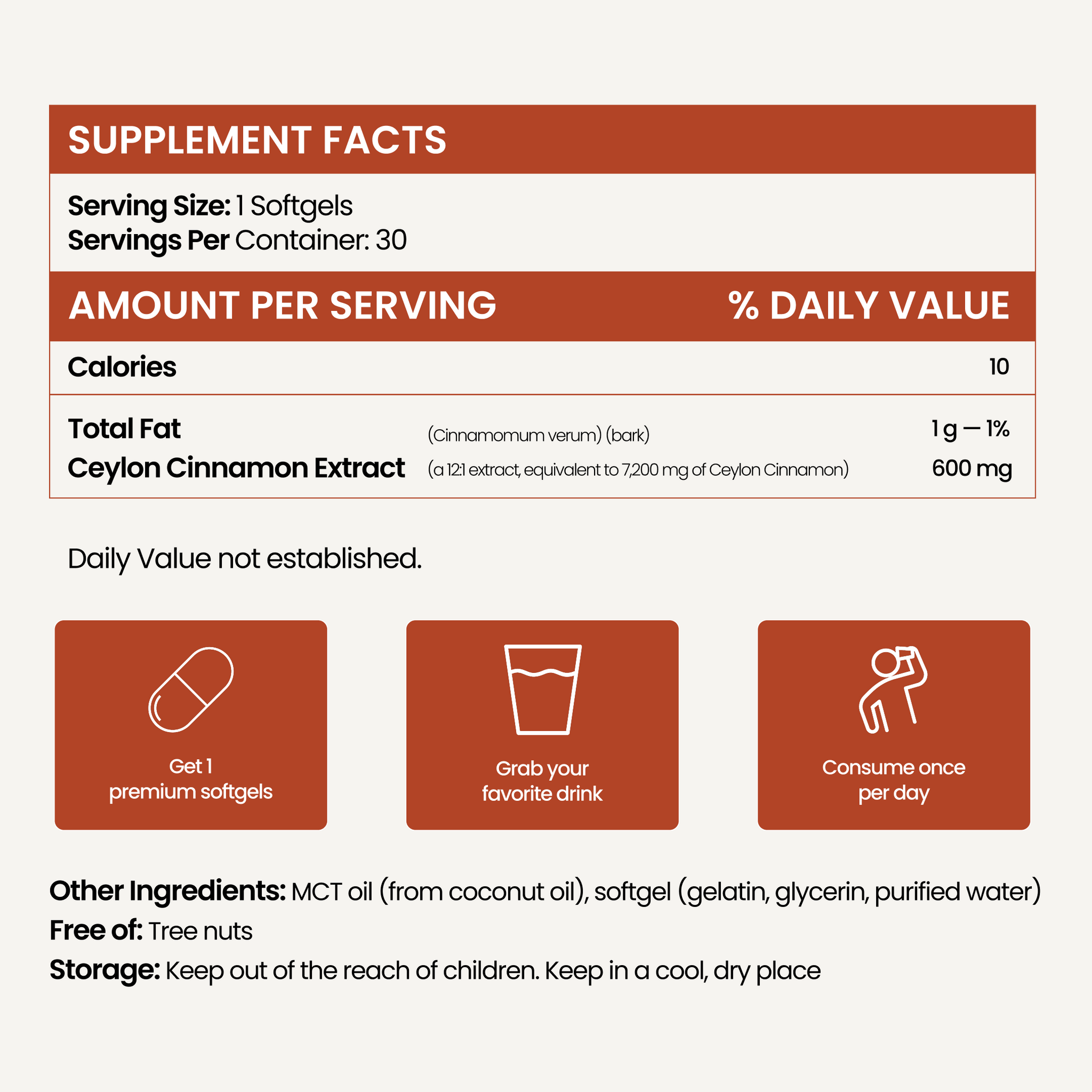 Ceylon Cinnamon 7200mg Equivalent with MCT Oil